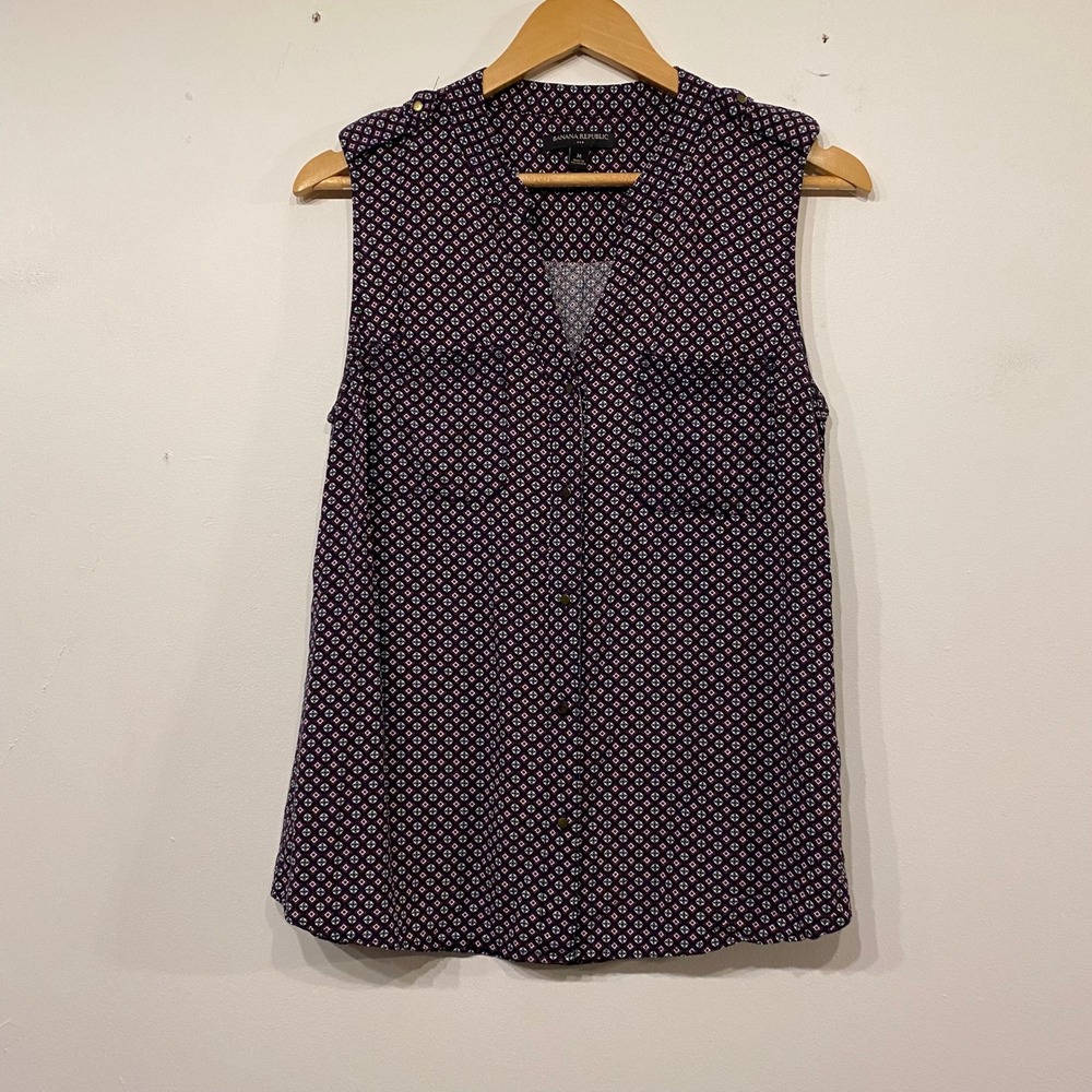 Banana Republic Womens Medium Sleeveless Geometric Medallion Button Down Blouse